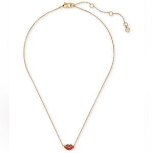 Kate Spade Gold Tone Crystal Lip Pendant Necklace